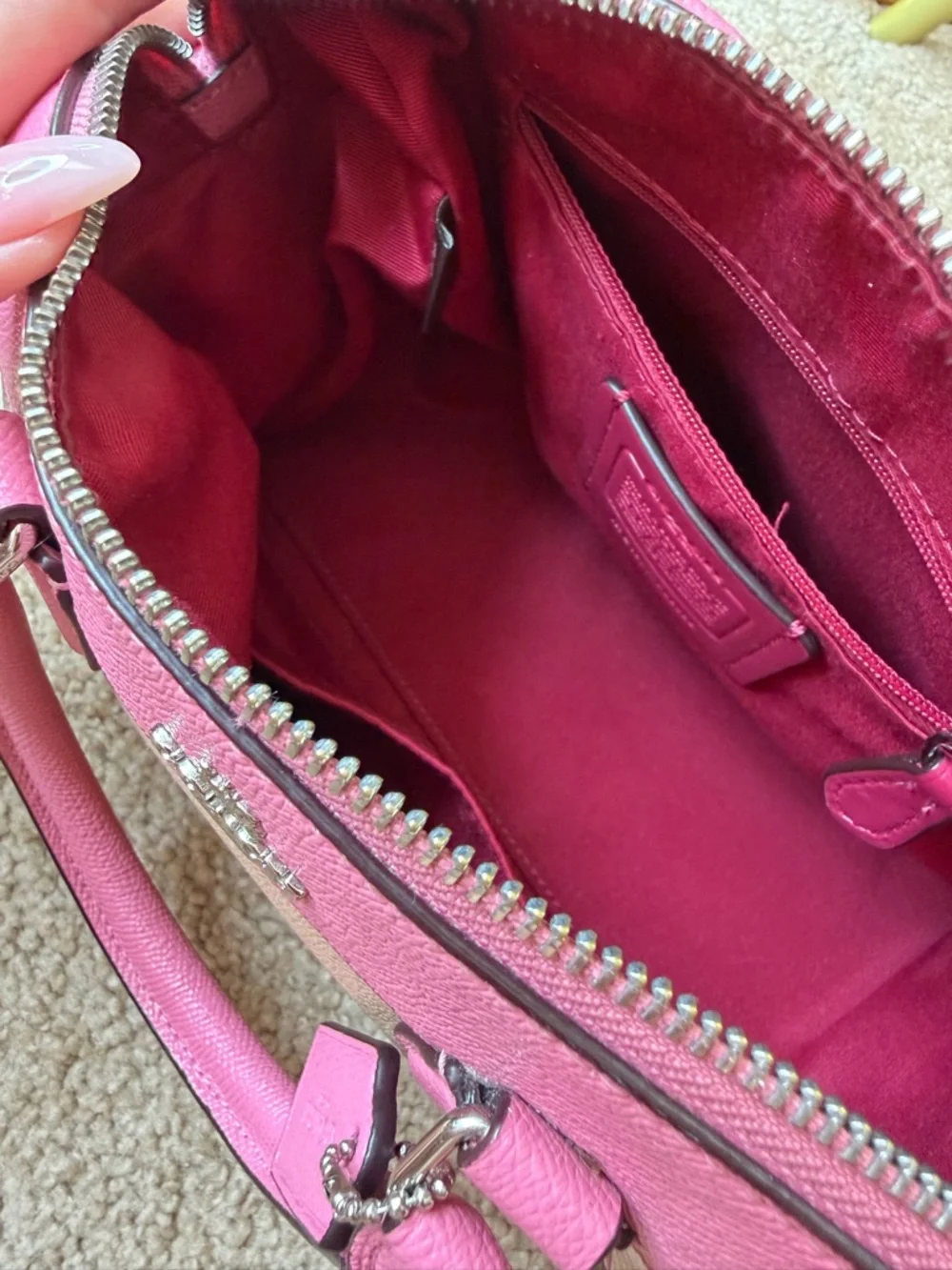 Coach Mini Bennett Satchel Pink Beige Crossbody Bag Colorblock Leather ๐ ๐ - Picture 10 of 16